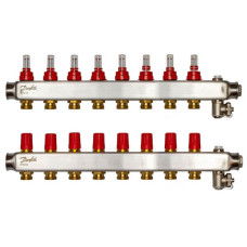 Коллектор Danfoss SSM-F на 8 контуров с ротаметрами (088U0758)