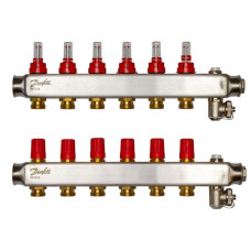 Коллектор Danfoss SSM-F на 6 контуров с ротаметрами (088U0756)