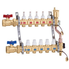 Колектор латунний Ø1 1/4" В х 4 контурів х 3/4" З в сборі 0÷80°C 10 bar Caleffi 6687D5S1