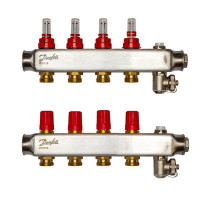 Коллектор Danfoss SSM-F на 4 контура с ротаметрами (088U0754)